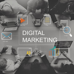 Digital Marketing Media Technology Graphic Concept - obrazy, fototapety, plakaty