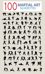100 Silhouette of Martial Arts, art vector design
