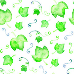 seamless summer pattern with watercolor grape leaves