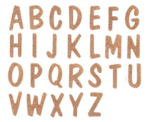 Cork board letter isolated on white background