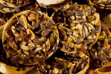 Cookie sunflower seeds in a waffle basket