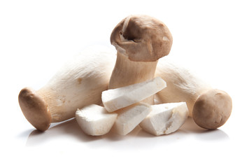 King Oyster mushroom (Eringi) isolated on white backgroud.