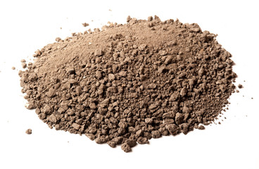 Pile of soil isolated on white background