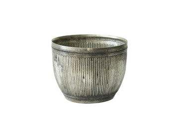 Antique silver bowl on white background