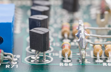 Closeup electronic hardware on the circuit board