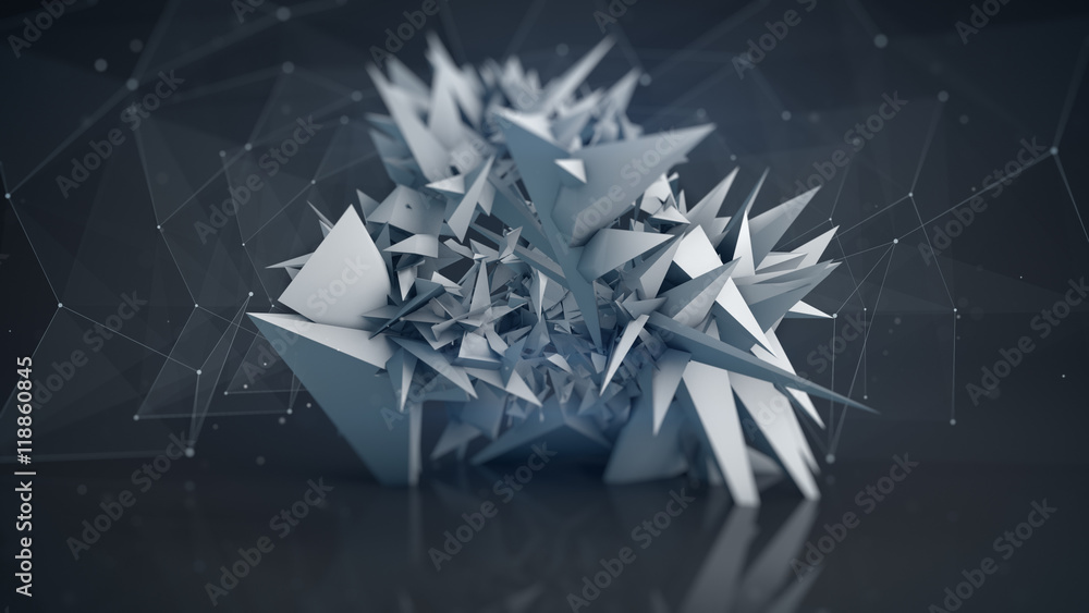 Poster polygonal network shape abstract 3d render