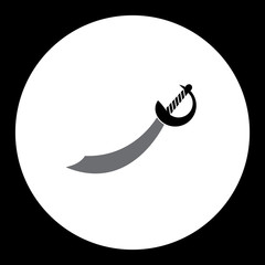 black and gray sabre sword simple isolated icon eps10