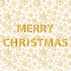 merry christmas with gold winter snowflakes pattern eps10