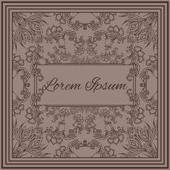 Square template vintage invitation, card with place for text. Vector element for your creativity