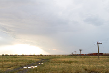 Fototapeta na wymiar freight train in the desert