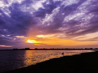 sunset over the lake background