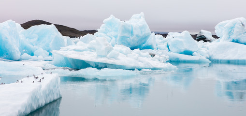 Jokulsarlon is a large glacial lake in southeast Iceland