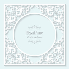 Decorative filigree frame with long shadows.