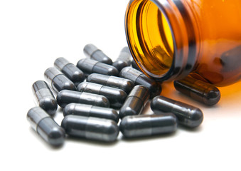 medicine capsule on white background