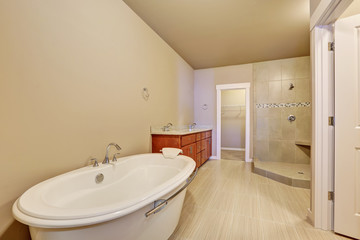 Fototapeta na wymiar Great bathroom interior in brand new house.
