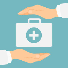 Obraz premium Human health safety. Concept of people's health and life insurance. Doctors safe health.