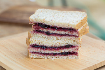 sliced bread and Blueberry jam
