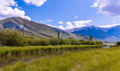 Fototapeta na wymiar Beautiful Lake Vermilion in the mountains of Banff National Park.