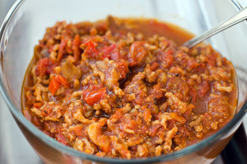 Thai cuisine nam prik or chili paste mixes with fish serves with