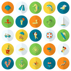 Summer and Beach Simple Flat Icons