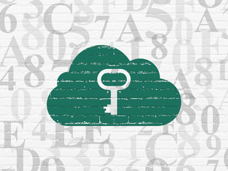 Cloud technology concept: Cloud With Key on wall background