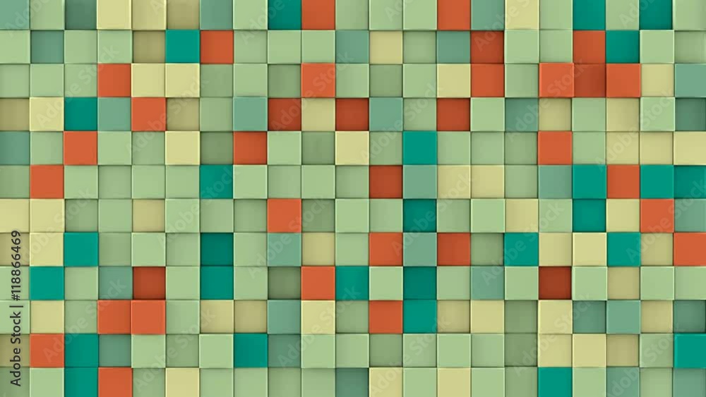 Poster wall of extruded colorful cubes mosaic. geometric 3d render smooth animation with soft shadows. comp