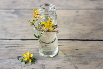 Jar with hypericums oil