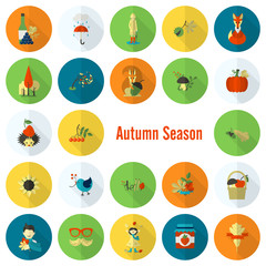 Set of Flat Autumn Icons