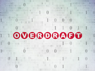 Finance concept: Overdraft on Digital Data Paper background