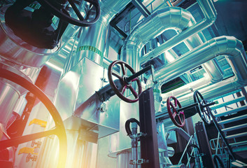 Industrial zone, Steel pipelines, valves and pumps