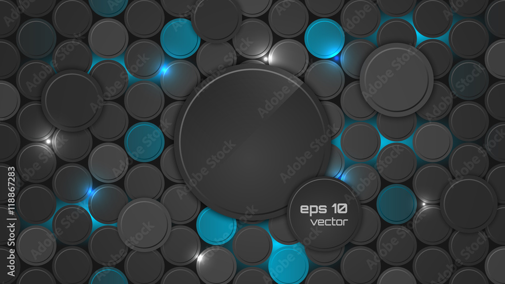Poster abstract vector background or pc desktop wallpaper with circle pattern and backlighting.