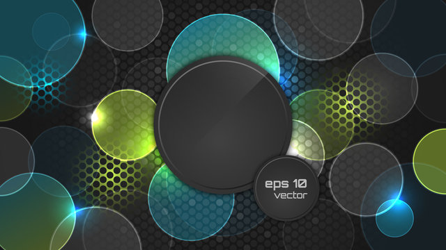 Dark abstract wallpaper with circle pattern and place for your headline.