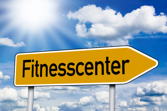 Schild mit Fitnesscenter, Gesundheit, Sport, Training
