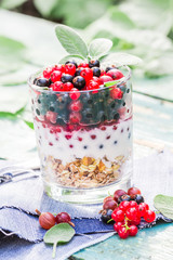 Healthy diet muesli colorful fresh fruit