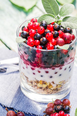 Healthy diet muesli colorful fresh fruit