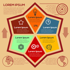 Vector hexagon for infographic. Template for diagram. Vintage infographics.
