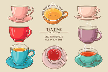 tea cups set color