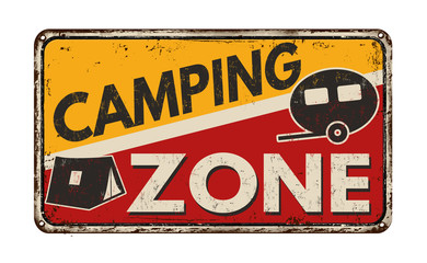 Fototapeta premium Camping zone vintage metal sign