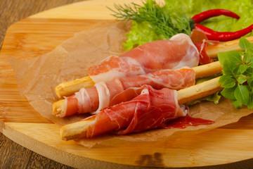 Bread sticks with serrano