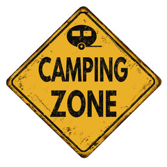 Camping zone vintage metal sign