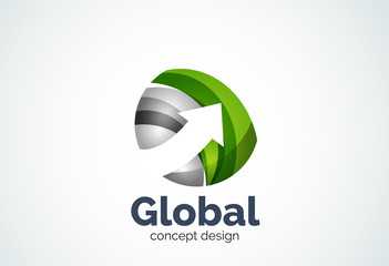 Globe with arrow logo template