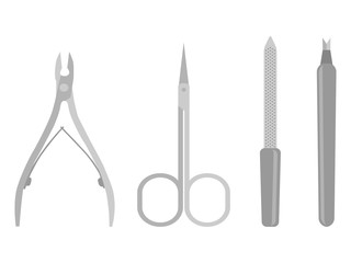 vector flat manicure tools