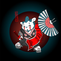 Bear samurai, fluffy ghostly warrior.