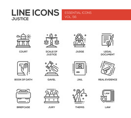 Justice - line design icons set