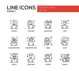 Family - line design icons set