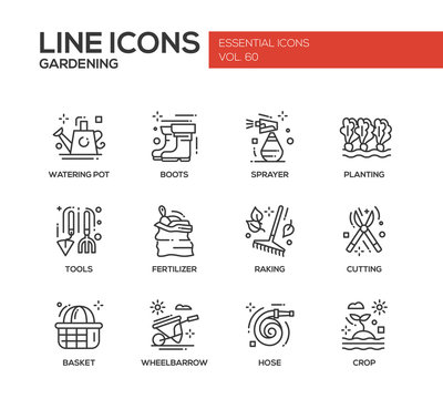 Gardening - line design icons set
