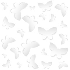 Paper butterflies - white vector background