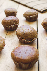 cup cake banana on wood