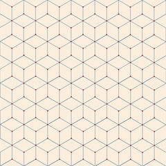 Vector seamless pattern. Modern stylish texture. Repeating geometric tiles with rhombuses red blue