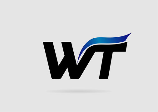 Wt logo monogram with shield shape isolated Vector Image